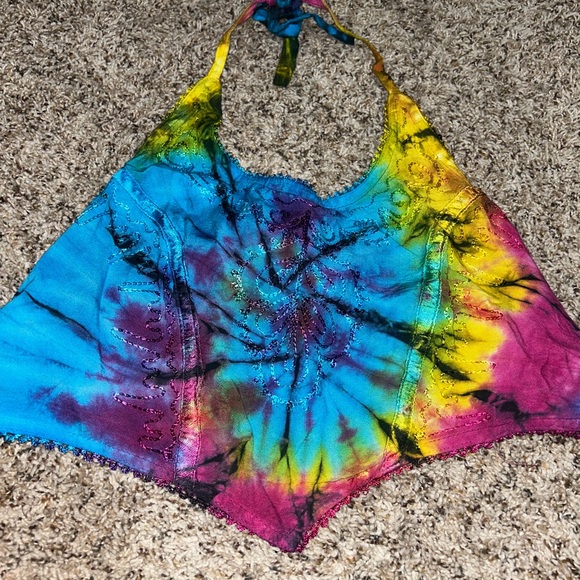 Colorful Tie-Dye Halter Top - Picture 4 of 5
